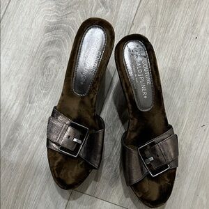 Donald J. Pliner COUTURE, Metallic Brown Slide wedges, made in Italy 🇮🇹 VINTAGE